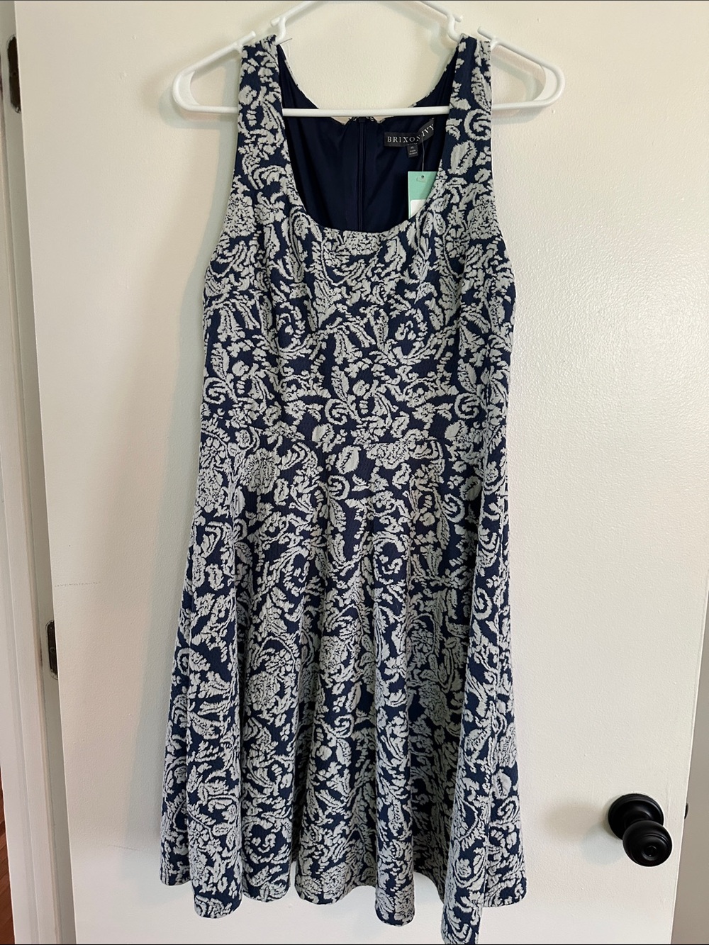 Brixton Navy and White Floral-Print Midi Dress